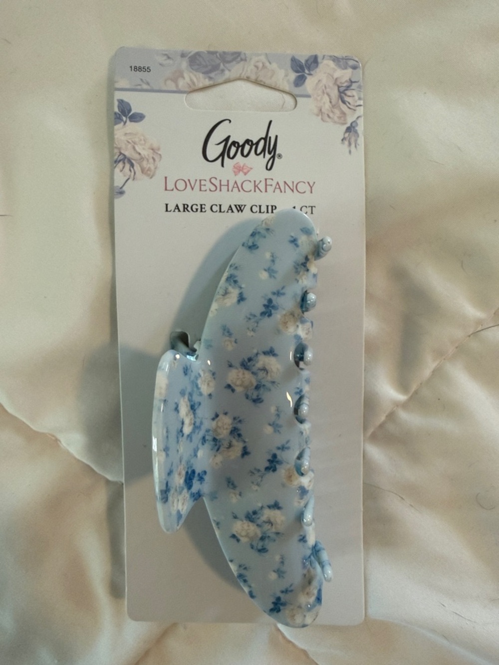 LoveShackFancy Blue and White Floral Large Claw Clip